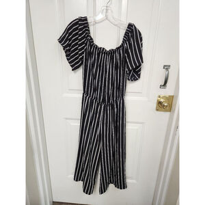 Ambiance Black and White Striped Jumpsuit